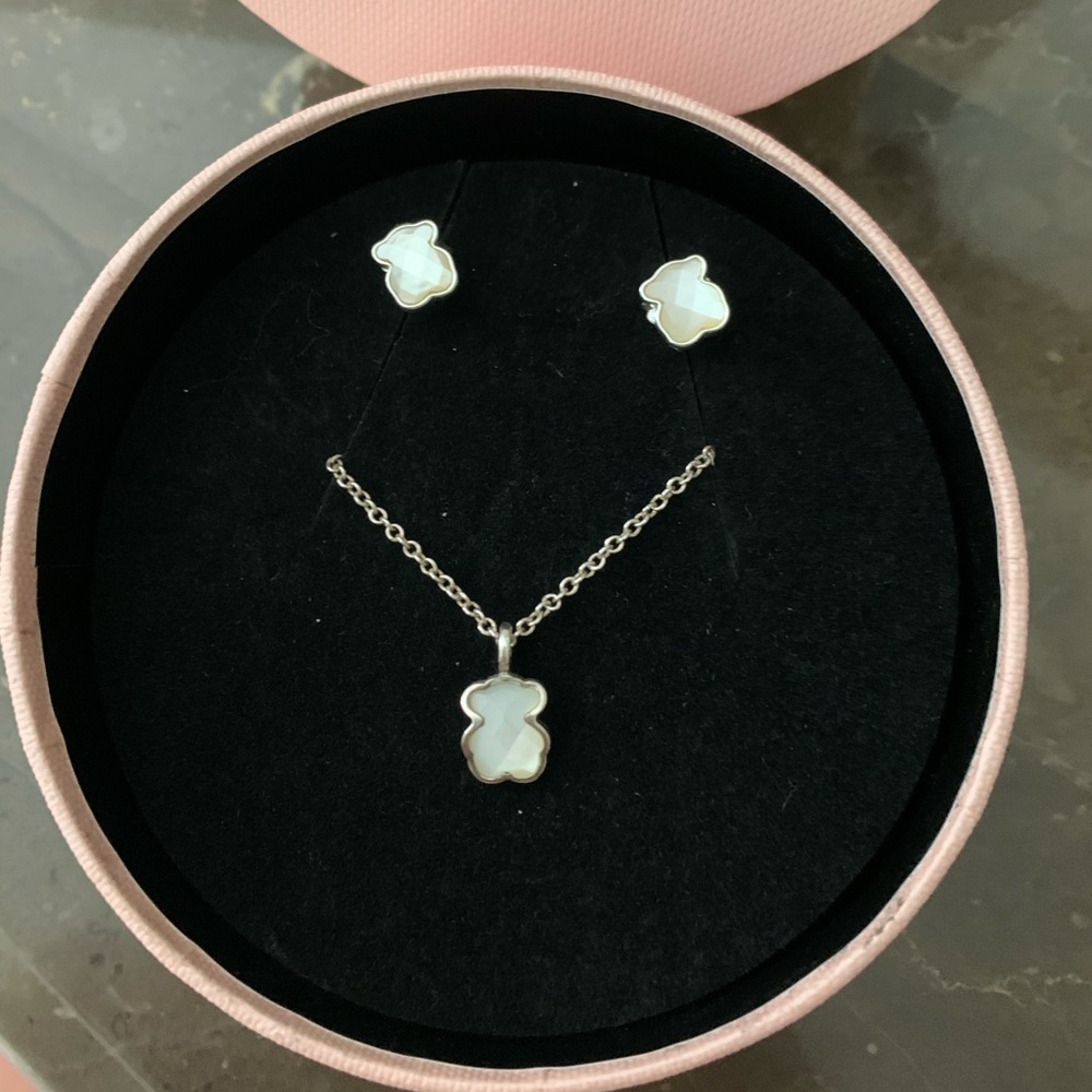 Tous necklace and earring silver